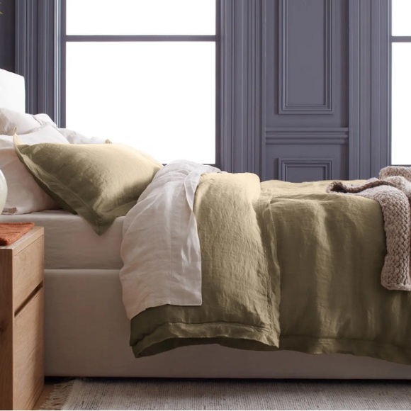 Quince King/California King European Linen Double Flange Duvet Cover Set NWT - Picture 3 of 5